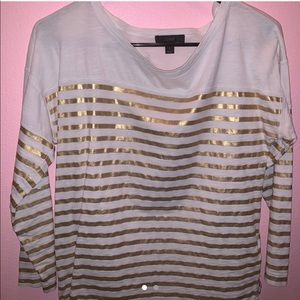 j.crew gold / white striped shirt